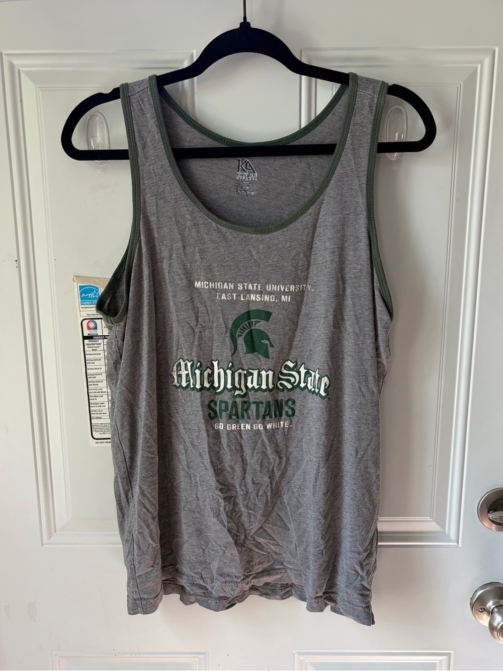 Michigan State University Spartans Gray Ringer Tank Top 💚